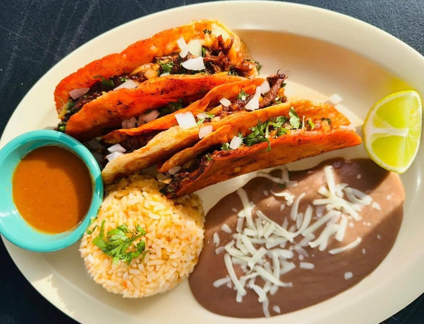 Tacos preparados en Taquería Elizabeth